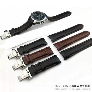 ✅Leather Curved Watch Band+Clasp Made For TISSOT Classic Tradition Size 24mm